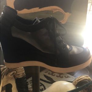 Platform Dressy Sneakers Black Mesh